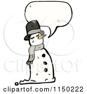 Cartoon Of A Thinking Christmas Snowman Royalty Free Vector Clipart by lineartestpilot