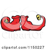 Cartoon Of Red Christmas Elf Shoes Royalty Free Vector Clipart by lineartestpilot