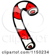 Cartoon Of A Peppermint Christmas Candy Cane Royalty Free Vector Clipart by lineartestpilot
