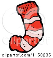 Cartoon Of A Red Striped Christmas Stocking Royalty Free Vector Clipart
