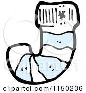 Cartoon Of A Blue And White Striped Christmas Stocking Royalty Free Vector Clipart by lineartestpilot
