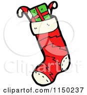 Cartoon Of A Stuffed Christmas Stocking Royalty Free Vector Clipart