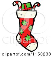 Cartoon Of A Stuffed Christmas Stocking Royalty Free Vector Clipart