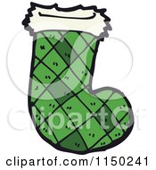Cartoon Of A Green Christmas Stocking Royalty Free Vector Clipart by lineartestpilot