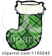 Cartoon Of A Green Christmas Stocking Royalty Free Vector Clipart