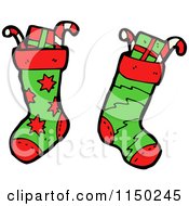 Cartoon Of Stuffed Christmas Stockings Royalty Free Vector Clipart