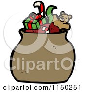 Cartoon Of A Stuffed Christmas Sack Royalty Free Vector Clipart by lineartestpilot