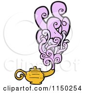 Cartoon Of A Magic Genie Oil Lamp Royalty Free Vector Clipart by lineartestpilot