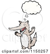 Cartoon Of A Thinking Wolf Royalty Free Vector Clipart
