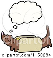 Cartoon Of A Thinking Weiner Dog In A Bun Royalty Free Vector Clipart