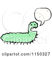 Cartoon Of A Thinking Green Caterpillar Royalty Free Vector Clipart