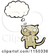 Cartoon Of A Thinking Brown Cat Royalty Free Vector Clipart