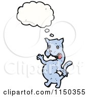 Cartoon Of A Thinking Blue Cat Royalty Free Vector Clipart
