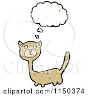 Cartoon Of A Thinking Brown Cat Royalty Free Vector Clipart