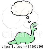 Cartoon Of A Thinking Green Dinosaur Royalty Free Vector Clipart