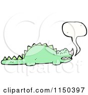 Cartoon Of A Thinking Green Dinosaur Royalty Free Vector Clipart