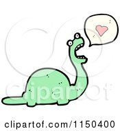 Cartoon Of A Green Dinosaur Thinking About Love Royalty Free Vector Clipart