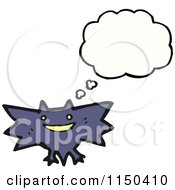 Cartoon Of A Thining Vampire Bat Royalty Free Vector Clipart by lineartestpilot