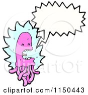 Cartoon Of A Thinking Pink Jellyfish Royalty Free Vector Clipart