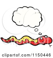 Cartoon Of A Thinking Red Snake Royalty Free Vector Clipart