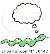 Cartoon Of A Thinking Green Snake Royalty Free Vector Clipart