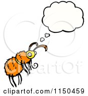 Cartoon Of A Thinking Orange Bee Royalty Free Vector Clipart