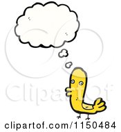 Cartoon Of A Thinking Yellow Bird Royalty Free Vector Clipart