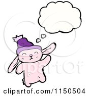 Cartoon Of A Thinking Pink Rabbit Royalty Free Vector Clipart