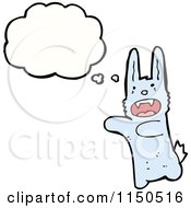 Cartoon Of A Thinking Blue Rabbit Royalty Free Vector Clipart