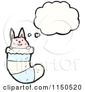 Cartoon Of A Thinking Pink Rabbit In A Stocking Royalty Free Vector Clipart
