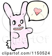 Cartoon Of A Pink Rabbit Thinking About Love Royalty Free Vector Clipart