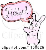 Cartoon Of A Pink Rabbit Saying Hello Royalty Free Vector Clipart by lineartestpilot