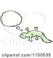Cartoon Of A Thinking Gecko Royalty Free Vector Clipart by lineartestpilot