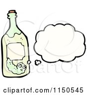 Cartoon Of A Thinking Worm In A Tequila Bottle Royalty Free Vector Clipart by lineartestpilot