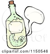 Cartoon Of A Thinking Worm In A Tequila Bottle Royalty Free Vector Clipart