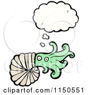 Cartoon Of A Thinking Squid Nautilus Royalty Free Vector Clipart by lineartestpilot