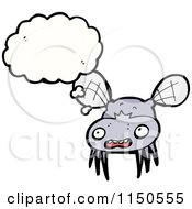 Cartoon Of A Thinking Fly Royalty Free Vector Clipart by lineartestpilot