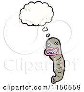 Cartoon Of A Thinking Leech Royalty Free Vector Clipart by lineartestpilot