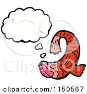 Cartoon Of A Thinking Red Fish Royalty Free Vector Clipart