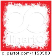 Poster, Art Print Of Red Grungy Snowflake Border With White Copyspace