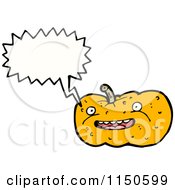 Cartoon Of A Talking Halloween Pumpkin Royalty Free Vector Clipart by lineartestpilot