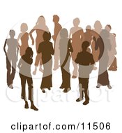 Poster, Art Print Of Two Women Chatting Among A Crowd Of Silhouetted Brown People