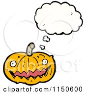 Cartoon Of A Thinking Halloween Pumpkin Royalty Free Vector Clipart