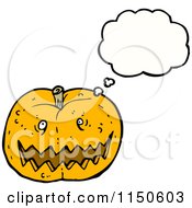 Cartoon Of A Thinking Halloween Pumpkin Royalty Free Vector Clipart by lineartestpilot