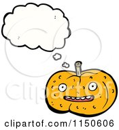 Cartoon Of A Thinking Halloween Pumpkin Royalty Free Vector Clipart by lineartestpilot