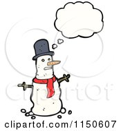 Cartoon Of A Thinking Christmas Snowman Royalty Free Vector Clipart