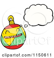 Cartoon Of A Thinking Christmas Ornament Mascot Royalty Free Vector Clipart