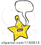 Cartoon Of A Talking Christmas Star Ornament Mascot Royalty Free Vector Clipart