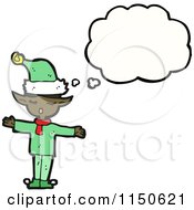 Cartoon Of A Thinking Christmas Elf Royalty Free Vector Clipart