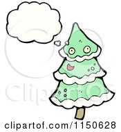 Cartoon Of A Thinking Christmas Tree Royalty Free Vector Clipart